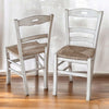 MOBILI 2G - Set 2 sedie legno shabby bianco consumato seduta paglia 43x46x89