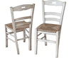 MOBILI 2G - Set 2 sedie legno shabby bianco consumato seduta paglia 43x46x89