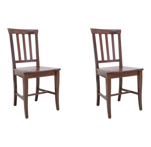 MOBILI 2G - Set 2 sedie legno classiche noce seduta legno 43x44x93