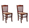 MOBILI 2G - Set 2 sedie legno classiche noce seduta paglia 42x42x88