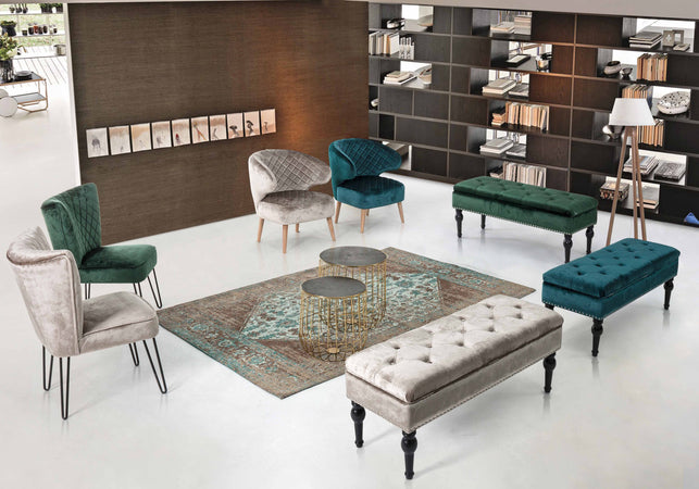 Set di 3 tavolini con contenitore "Mariam" con base in acciaio resistente e piano removibile