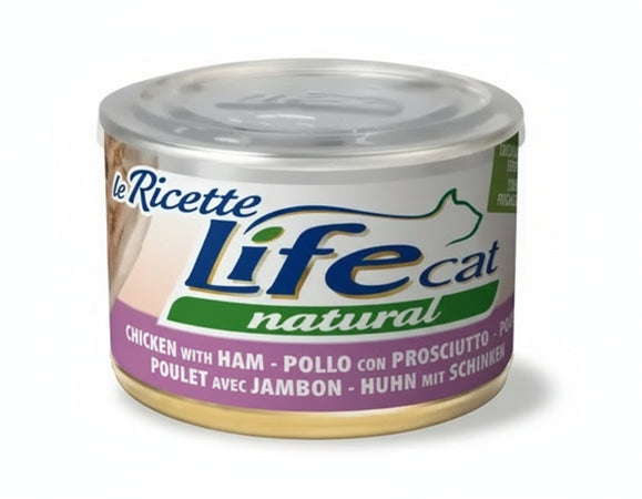 Life Cat Natural Le Ricette Scatoletta Pollo con Prosciutto di Pollo per Gatti 150gr