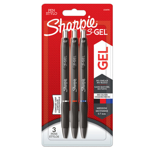Astuccio 3 Penne Gel A Scatto 0.7Mm Nero/Blu/Rosso Sharpie