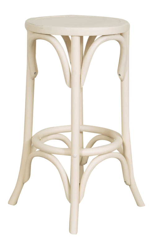 Biscottini Sgabello Thonet in massello di frassino finitura bianca anticata fascino stile