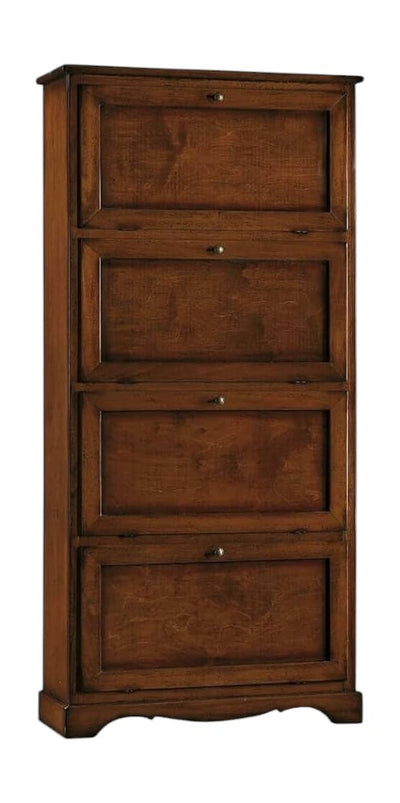 MOBILI 2G -  Scarpiera 4 ante ribalta arte povera legno tinta noce 79X30X170 (281)