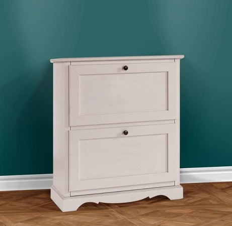 MOBILI 2G -  Scarpiera 2 ante ribalta arte povera legno bianco 79X30X90 (1279)