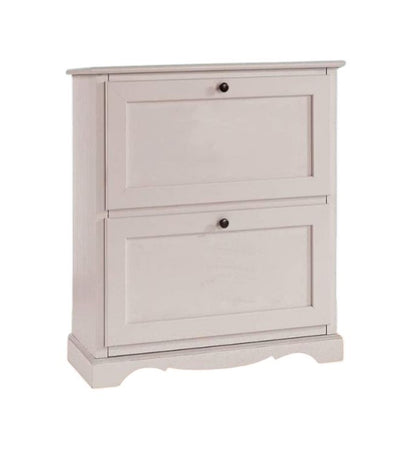MOBILI 2G -  Scarpiera 2 ante ribalta arte povera legno bianco 79X30X90 (1279)