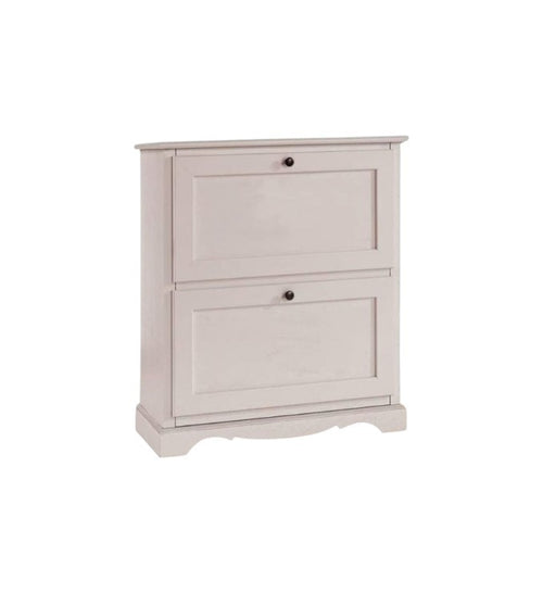 MOBILI 2G -  Scarpiera 2 ante ribalta arte povera legno bianco 79X30X90 (1279)