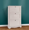 MOBILI 2G -  Scarpiera 3 ante ribalta arte povera legno bianco 79X30X130 (1280)