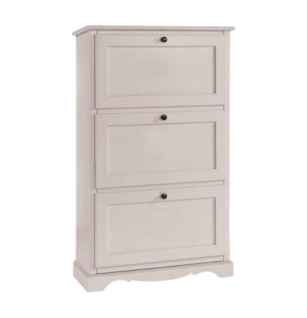 MOBILI 2G -  Scarpiera 3 ante ribalta arte povera legno bianco 79X30X130 (1280)