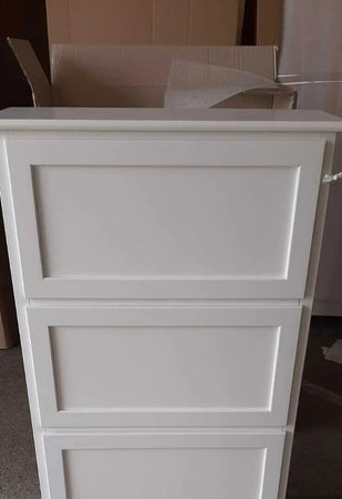 MOBILI 2G -  Scarpiera 4 ante ribalta arte povera legno bianco 79X30X170 (1281)