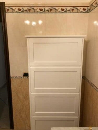MOBILI 2G -  Scarpiera 4 ante ribalta arte povera legno bianco 79X30X170 (1281)