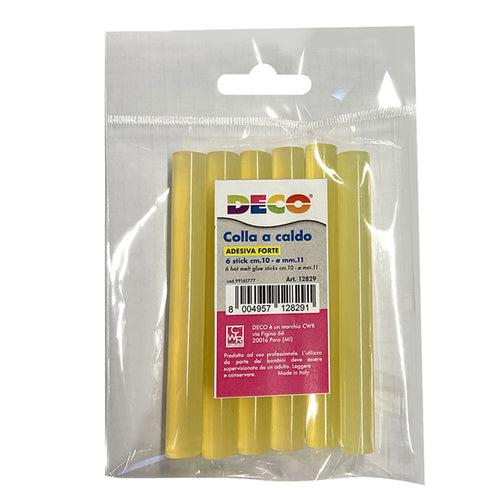 6 Stick Colla Adesivo Forte D11Mm X 10Cm Deco