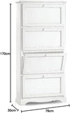 MOBILI 2G -  Scarpiera 4 ante ribalta arte povera legno bianco 79X30X170 (1281)