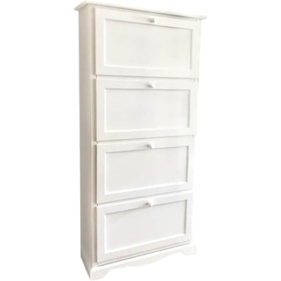 MOBILI 2G -  Scarpiera 4 ante ribalta arte povera legno bianco 79X30X170 (1281)