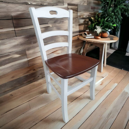 MOBILI 2G - Set 2 sedie shabby bianco anticato legno seduta noce 46x43x89