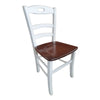 MOBILI 2G - Set 2 sedie shabby bianco anticato legno seduta noce 46x43x89