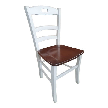 MOBILI 2G - Set 2 sedie shabby bianco anticato legno seduta noce 46x43x89