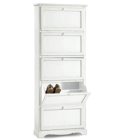 Scarpiera 5 ante ribalta arte povera legno bianco 79X30X210 (1282)