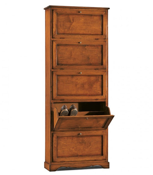 MOBILI 2G -  Scarpiera 5 ante ribalta arte povera legno tinta noce 79X30X210 (282)