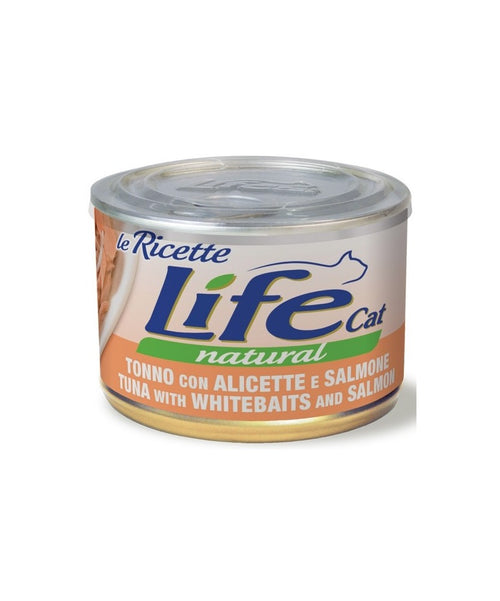 Life Cat Natural Le Ricette Scatoletta Tonno con Alicette e Salmone per Gatti 150gr
