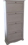 MOBILI 2G -  Scarpiera 4 ante ribalta shabby legno bianco anticato 79X30X170 (201281)
