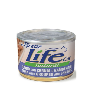 Life Cat Natural Le Ricette Scatoletta Tonno con Cernia e Gamberetti per Gatti 150gr