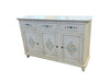 MOBILI 2G - Credenza 3 porte legno shabby bianco anticato decori 150X43X98