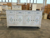 MOBILI 2G - Credenza 4 porte legno shabby bianco anticato decori 196X43X98