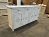 MOBILI 2G - Credenza 4 porte legno shabby bianco anticato decori 196X43X98