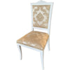 MOBILI 2G - Sedia shabby legno bianco anticato imbottita beige 50x55x102