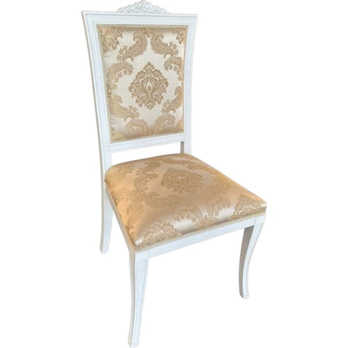 MOBILI 2G - Sedia shabby legno bianco anticato imbottita beige 50x55x102