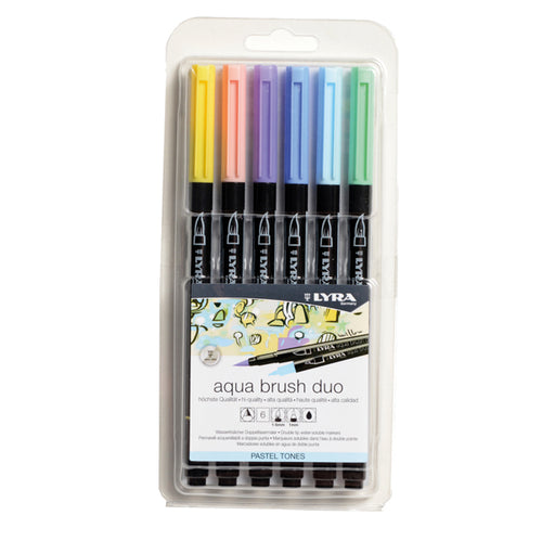 Astuccio 6 Pennarelli Aqua Brush Duo Colori Pastel Lyra