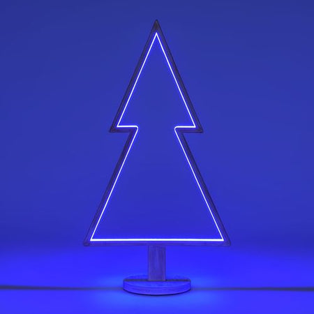 Abete triangolare luminoso con led multicolor e base in legno decorazione natalizia
