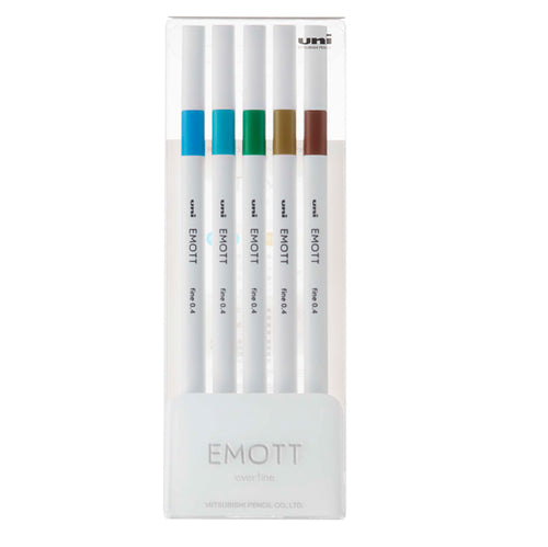 Astuccio 5 Fineliner Emott Tratto 0.4Mm Colori Ass. Island Uni Mitsubishi