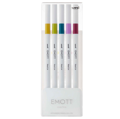 Astuccio 5 Fineliner Emott Tratto 0.4Mm Colori Ass. Retro' Uni Mitsubishi