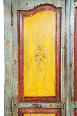 Biscottini Stipo Armadio Vintage Biscottini Legno Massiccio Dipinto Mano 92x38x182