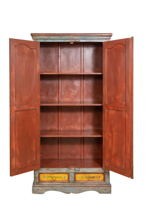 Biscottini Stipo Armadio Vintage Biscottini Legno Massiccio Dipinto Mano 92x38x182