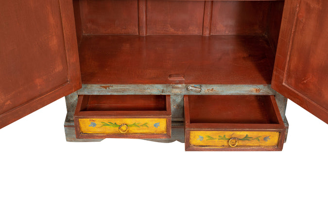 Biscottini Stipo Armadio Vintage Biscottini Legno Massiccio Dipinto Mano 92x38x182