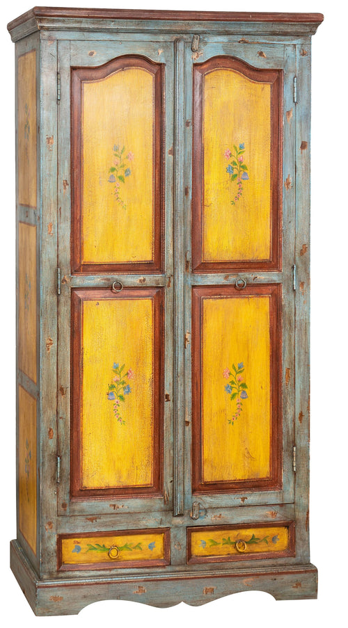 Biscottini Stipo Armadio Vintage Biscottini Legno Massiccio Dipinto Mano 92x38x182