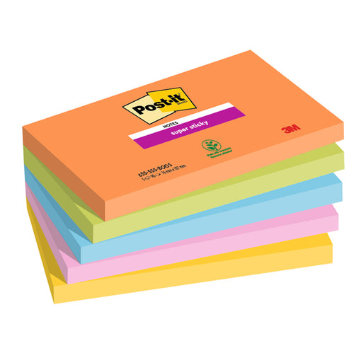 Cf. 5Pz Blocco 90Fg. Post-It Super Sticky 76X127Mm 655-5Ss- Boos Boost