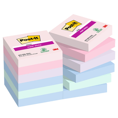 Cf. 12Pz Blocco 90Fg. Post-It Super Sticky 47,6X47,6Mm 622-12Ss-Soul Soulful