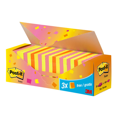 Value Pack 21+3 Blocco 100Fg Post-It Colori Assortiti 76X76Mm 72Gr 654-Np24