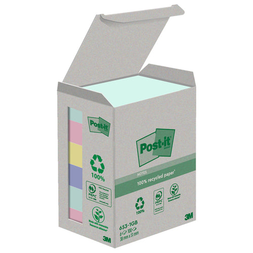 Cf. 6Pz Blocco 100Fg. Post-It Notes Green 38X51Mm 653-1Gb Natural