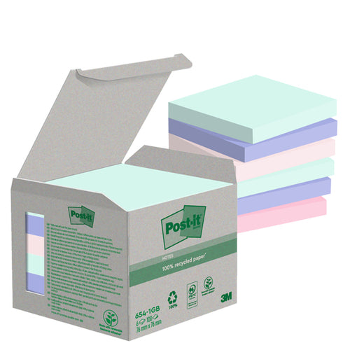 Cf. 6Pz Blocco 100Fg. Post-It Notes Green 76X76Mm 654-1Gb Natural