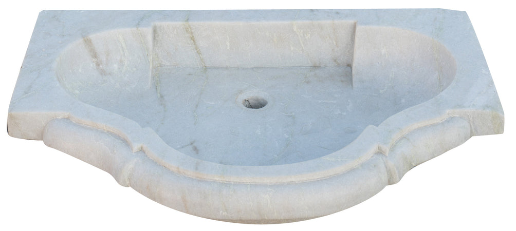 Biscottini Acquaio in marmo bianco L77xPR55xH13 cm Vasca realizzata completamente