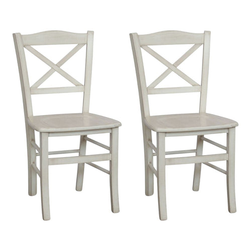 MOBILI 2G - Set 2 sedie shabby legno bianco anticato seduta legno 43x46x89