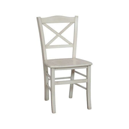 MOBILI 2G - Set 2 sedie shabby legno bianco anticato seduta legno 43x46x89
