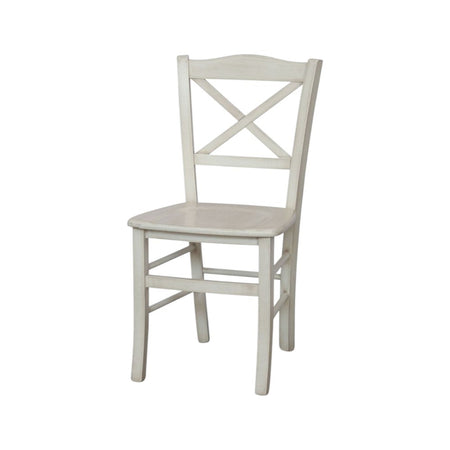 MOBILI 2G - Set 2 sedie shabby legno bianco anticato seduta legno 43x46x89