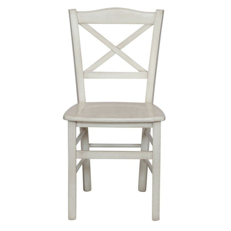 MOBILI 2G - Set 2 sedie shabby legno bianco anticato seduta legno 43x46x89